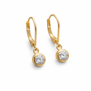 ต่างหูแฟชั่นทรงหยดน้ำประดับเพชรทรงกลม ทองคำขาว 14K เพชรเลี้ยงในห้องปฏิบัติการ ฝังแบบ Bezel ต่างหูเพชรทรงหยดน้ำ ของขวัญสำหรับเธอ - Product Image 1