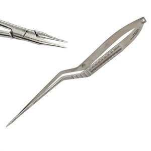Porte-aiguille microchirurgical Yasargil à baïonnette, à mâchoires droites et courbées, pour anastomose microvasculaire et chirurgie de la base du crâne - Product Image 1