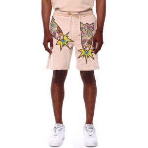 <b>Men's</b> Cartoon Printed Drawstring Bermuda <b>Shorts</b> Mid Waist Casual Cotton <b>Shorts</b> With <b>Patches</b> Front Logo - Product Image 1