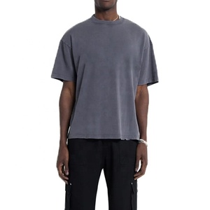 240 Gsm Vintage 100% Cotton Costom Boxy T Shirt <b>Acid</b> Wash <b>Drop</b> Shoulder High Quality Puff Printing Customized T Shirt Unisex - Product Image 4