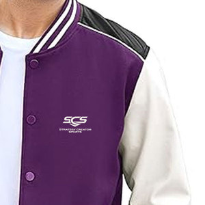 Custom <b>Purple</b> White <b>Varsity</b> Bomber <b>Jacket</b> Letterman Baseball <b>Jacket</b> College Style - Product Image 6