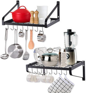 Support mural double niveau multifonctionnel en fer pour cuisine, qualité commerciale supérieure, finition export - Product Image 4