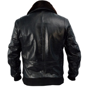 Blouson de moto en cuir véritable noir pour homme, col rabattable, hiver, enduit, coupe-vent, imperméable, classique, décontracté, personnalisé - Product Image 2