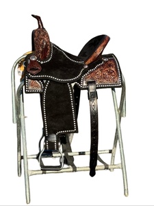 Square <b>Skirt</b> <b>Tooled</b> White Buckstitch Leather Horse Saddle Portable Western Riding Horse Saddle Western Saddles for Horses - Product Image 4
