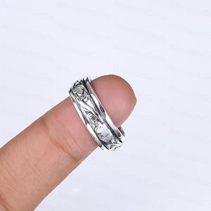 Wholesale 925 Silver Flower Pattern <b>Spinner</b> Antique Style Relieving Stress Band Jewelry Factory Custom Manufacturer <b>Ring</b> - Product Image 2