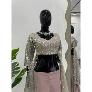 Ensemble de tailleur de fête magnifique pour femme avec blouse Sharara et Dupatta - Product Image 2