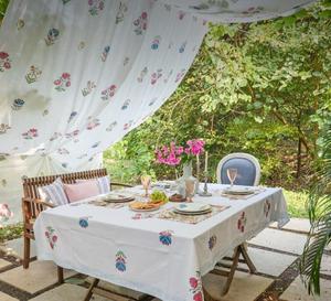 Modern Floral Cotton Customizable Handmade Printed Durable Washable Eco-Friendly 100D/48F Round <b>Tablecloth</b> Wedding <b>Party</b> Home - Product Image 1