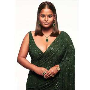 Adorable Saree vert à sequins en georgette avec chemisier - Product Image 6
