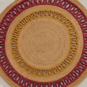 Tapis rond en jute tressé à la main, style bohème naturel, décoration rustique chic pour salon et chambre. - Product Image 5