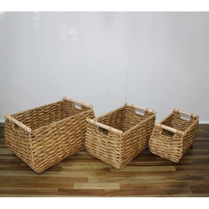 Cesta de Almacenamiento Rectangular de Hierro y Jacinto de Agua con Asas de Madera, Nuevo Diseño - Product Image 6