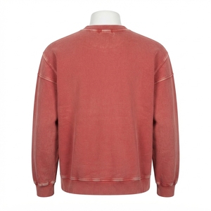<b>Mens</b> Washed <b>Pink</b> Crewneck <b>Sweatshirt</b> Oversized Casual Streetwear Pullover Long Sleeve Top - Product Image 4