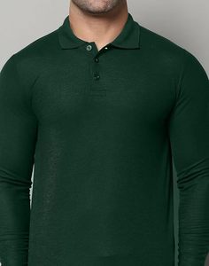 Elegante polo de manga larga en mezcla de algodón, diseñado para entornos de trabajo modernos y venta al por mayor de textiles a gran escala. - Product Image 1