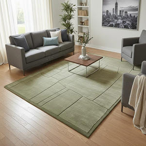 Tapis moderne fait main en laine à poils longs, antidérapant et adapté aux animaux domestiques, couleur unie, usage polyvalent - Product Image 1