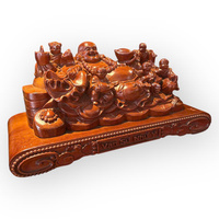 Statue de Bouddha Maitreya des Cinq Bénédictions Tam Viet, modèle A157, fabriquée à la machine, design moderne pour intérieur, sculptée d'un seul bloc de bois Huoi