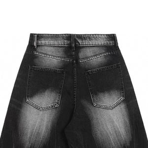 Shorts de mezclilla desgastados para hombre, estilo streetwear, holgados, con múltiples bolsillos, de algodón transpirable, de cintura alta, con cierre de botones, tipo cargo, para verano. - Product Image 3