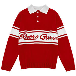 Maglione da uomo con Logo personalizzato a manica lunga Casual alla moda con collo a <span class=keywords><strong>Polo</strong></span> a righe con motivo <span class=keywords><strong>Jacquard</strong></span> in maglia <span class=keywords><strong>Jacquard</strong></span> - Product Image 3