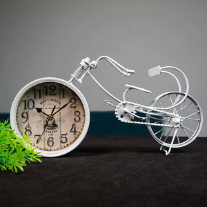 Hot Selling Custom Design Decorative Metal Bike Desktop <b>Clock</b>, Bicycle <b>Vintage</b> Design Antique Desk Table Alarm ClockAntique Luxu - Product Image 2