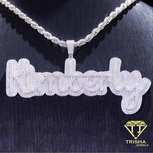 Elegant Script Pendant Featuring Lab grown Diamond Full Stone Detailing Personalized <b>Name</b> Design Luxury Fashion Jewelry - Product Image 5