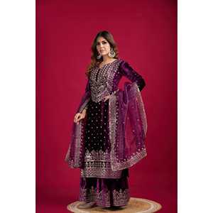 Conjunto de traje de fiesta de diseñador para mujer con parte superior-Dupatta y parte inferior elegante superior-Dupatta y parte inferior para ocasiones especiales - Product Image 3