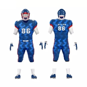 Uniformes de Fútbol Americano Personalizables con Impresión por Transferencia de Calor, para Hombre, 100% Poliéster, Cuello en V, Manga Corta, Ajustados, Azul y Rojo, de Secado Rápido - Product Image 1