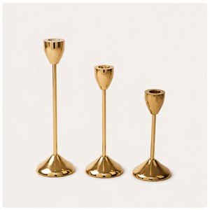 Juego de 3 Portavelas Cónicos de Metal Dorado, Elegantes y Minimalistas, para Centro de Mesa de Boda, Decoración Moderna para el Hogar - Product Image 1