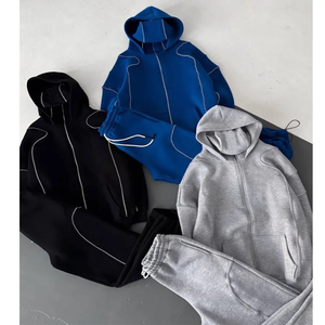 Chándal Deportivo para Hombre con Bloques de Color, Cierre Completo, Cuello Alto, Corte Holgado, Transpirable, de Poliéster, Informal, para Otoño, con Bolsillos Laterales - Product Image 6