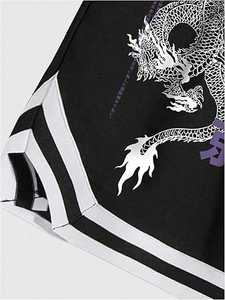 Mens Black Solid 100% Polyester Breathable Quick Dry Tokyo <b>Dragon</b> Athletic Shorts Casual Gym Training Running - Product Image 3