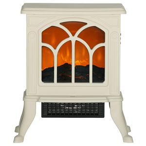 Caminetto Elettrico Realistico Autoportante con Cornice 750W/1500W Beige, Facile Installazione a Incasso - Product Image 1