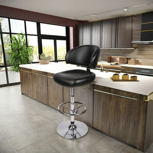 Tabouret de bar rond réglable en similicuir avec structure métallique pour hôtel, salon, tables de bar, extérieur, chambre, appartement - Design moderne - Product Image 1