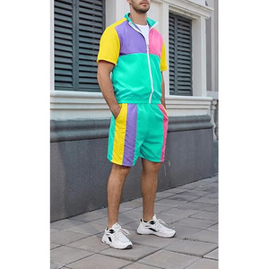 Men's Custom Logo Solid Windbreaker Two-Piece Heavyweight Sweat Shorts Jacket <b>Set</b> Summer Eco-Friendly Casual Breathable - Product Image 2