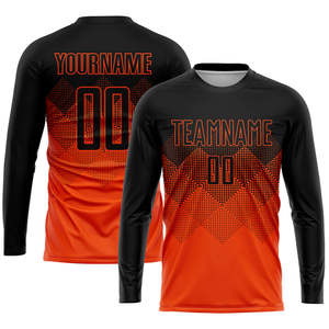 Custom Men's Soccer Jersey Black Orange Sublimated Moisture Wicking Crew Neck Short Sleeve <b>Athletic</b> Fit Team Name Print - Product Image 4
