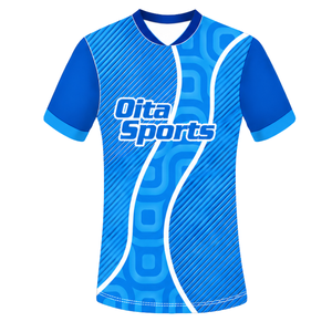 Camiseta de Rugby Azul Rey y Blanca de Manga Corta con Cuello en V, Uniforme de Equipo Geométrico Personalizado, Ropa Deportiva Transpirable para Entrenamiento - Product Image 1