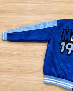 Veste de sport bicolore pour homme, bleu clair, logo ZA brodé, fermeture éclair sur le devant, style preppy, coupe classique - Product Image 3