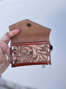 Porte-monnaie en cuir sculpté usiné à la main pour femmes élégant pochette portefeuille sac à main petite pochette en cuir véritable unisexe - Product Image 3