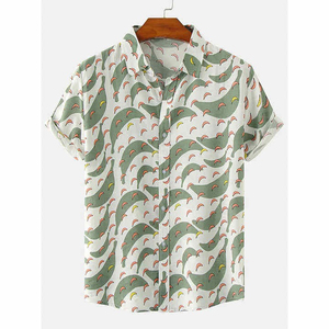 เสื้อชายหาดไซส์ใหญ่สำหรับผู้ชาย สไตล์สุดเท่ ผ้าฝ้าย 100% ระบายอากาศได้ดี เป็นมิตรกับสิ่งแวดล้อม ป้องกันรังสียูวี ดีไซน์ป้องกันการหดตัวตามสั่ง - Product Image 4