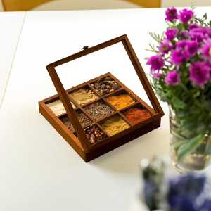 Wooden <b>Spice</b> <b>Box</b> in Rosewood 9 Detachable Containers with Lid Masala <b>Box</b> <b>Spice</b> Container Salt <b>Box</b> Best Gift for Her - Product Image 2