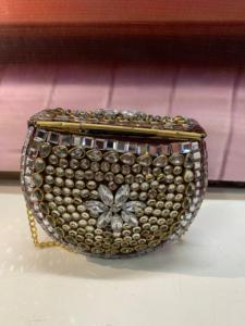 Handmade Rhinestone <b>Mini</b> Clutch Bag Brass Mosaic Flap Purse Chain Handbag for Wedding Party Evening - Product Image 4
