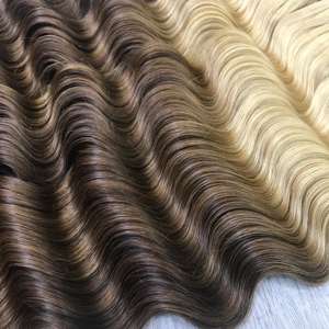 Vente en gros d'extensions de cheveux humains bruts vierges vietnamiens 100% faisceaux Deep Wave en couleur piano - Product Image 2