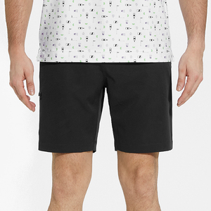 Shorts noirs unis pour hommes, taille mi-haute, style décontracté avec poches, séchage rapide, tissu tissé, fermeture boutonnée - Product Image 6