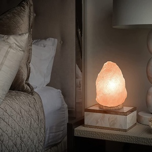 Lampe de sel rose de l'Himalaya de haute qualité, écologique, en cristal naturel sculpté, décoration Feng Shui pour la maison, Noël, Halloween, avec variateur d'intensité - Product Image 2