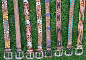 Recién llegado, cinturones de cuero hechos a mano, cinturones de cuero genuino occidental, cinturón Floral de piel de vaca vaquero y vaquera de alta calidad personalizado - Product Image 6