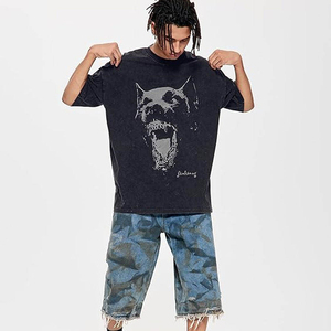 เสื้อยืดโอเวอร์ไซส์ทรงคลาสสิค แบรนด์ OEM สไตล์สตรีทแวร์ ลายกราฟิก ล้างสีแบบวินเทจ สำหรับผู้ชาย ไหล่ตก ทรงหลวม ยูนิเซ็กส์ - Product Image 4