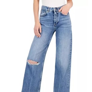 Jeans de Mezclilla de Cintura Alta y Pierna Ancha con Agujeros, Estilo Casual Holgado, Tejido de Algodón para Primavera - Product Image 5