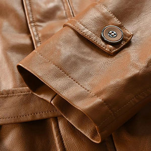 Nuevo Abrigo de Cuero para Hombre, Gabardina Larga de Invierno, Hecho a Medida, Corte Entallado, Estilo Casual, Alta Calidad, Bolsillos Laterales, a la Moda - Product Image 2