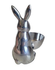 Plato de caramelo de conejito de Pascua de lujo de aluminio plateado pulido hecho a mano bandeja de Metal única pieza central decoración de hogar y oficina fiesta de boda - Product Image 2