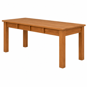 Mesa de Comedor Rectangular de Madera de Teca Sólida Escandinava, Ecológica, Impermeable, con Rejilla Arquitectónica, Estilo Nórdico Moderno - Product Image 3