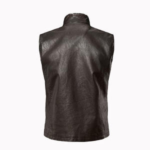 Men's Vintage Slim Fit Black Leather Motorcycle Vest Breathable Winter Outer <b>Biker</b> <b>Waistcoat</b> with OEM Service - Product Image 2