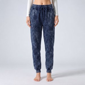 Pantalones deportivos de felpa francesa de pierna ancha para mujer, marca privada OEM, producción para marcas de moda estadounidenses. - Product Image 6