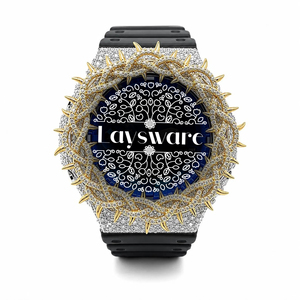 Luxury Antique Iced Out VVS Moissanite Diamond <b>Watch</b> Blue Dial Golden Thorn Bezel <b>Black</b> Rubber Strap Hip Hop Unisex - Product Image 6