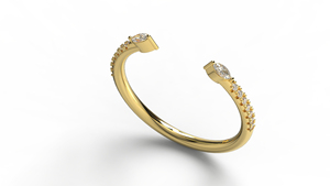 Luxury 18K Gold Marquise Round Diamond Open Cuff <b>Ring</b> Pave Set Bypass Adjustable <b>Stacking</b> <b>Ring</b> Band Fine Jewelry Gift for Women - Product Image 2